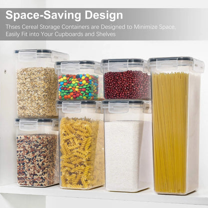 Airtight Food Storage Containers Set, Pantrystar Bpa-Free 7Pcs Plastic Kitchen and Pantry Organization Canisters, Black